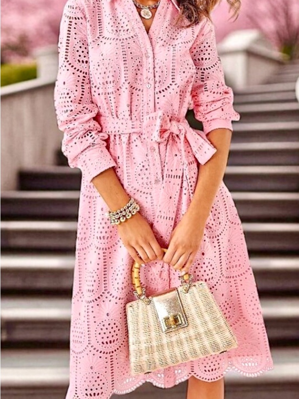 NWT Lilly Pulitzer Pink Eira Eyelet Belted Shirtdress size 8 - Picture 1 of 4